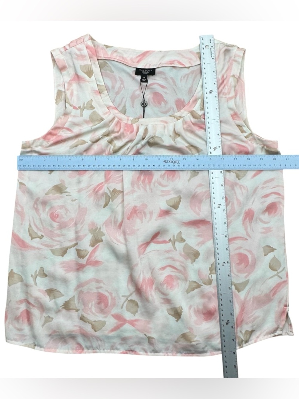 Talbots Cream and Pink Floral Rose Tank Top NEW - Picture 11 of 11